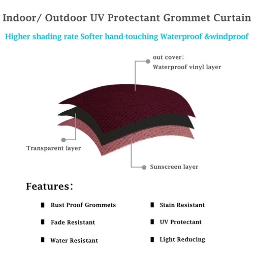 Outdoor Waterproof Curtains Garden Patio Pergola UV-protection Blackout Drapes - Picture 44 of 87
