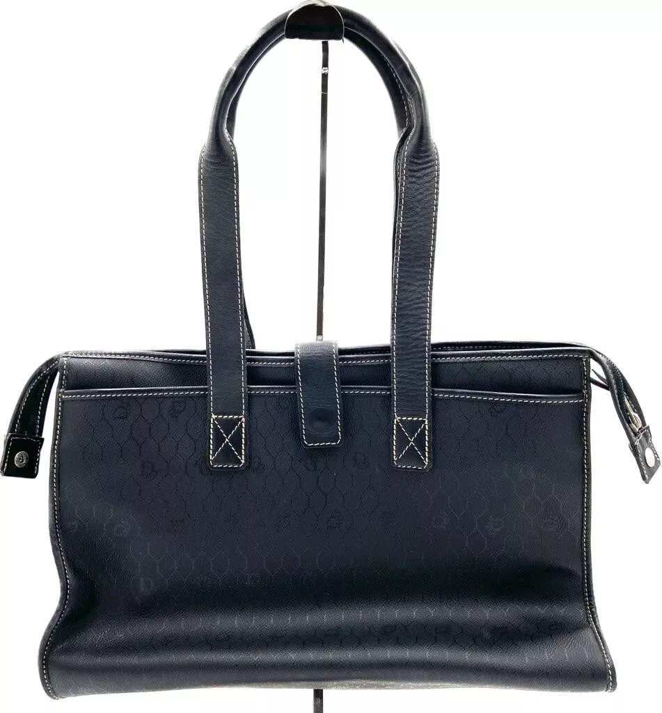 Sac fourre tout Christian Dior Trotter vintage cuir noir authentique 202502M