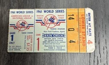 1961 World Series Game 1 Ticket Stub Yankees vs. Reds. Whitey Ford Win. Clean