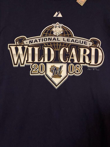 Majestic 2008 Milwaukee Brewers Wild Card Size 2XL NEW Navy National League - Picture 2 of 6