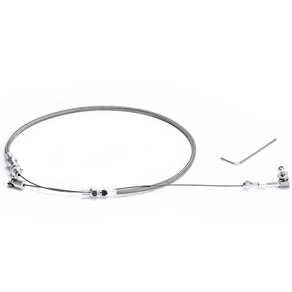 24" THROTTLE CABLE BRAIDED STAINLESS STEEL UNIVERSAL ACCELERATOR For FORD, CHEVY - Image 4 of 4