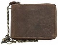 Men's Natural Strong Genuine Leather Wallet With Metal Zipper Around With With Men's Natural Strong Genuine Leather Wallet With Metal Zipper Around With With