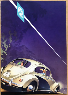 Original VW Volkswagen Prospekt Käfer Export Rechteck Cabrio von 1958, englisch