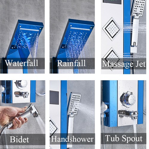 LED Panel de Ducha Moderna Acero Inoxidable Columna de Hidromasaje Para Baño - Imagen 120 de 207