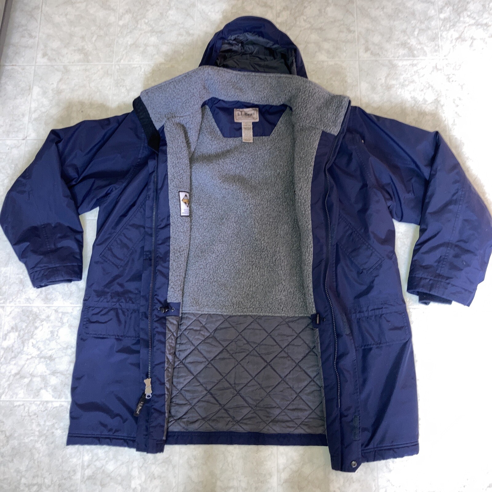 Rare LL Bean Men's XL Tall Sherpa Lined Gore-tex Jacket Blue Hooded Polartec image 3