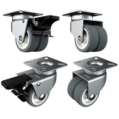 HOLKIE Heavy Duty Caster Wheels 2 Inch Casters For Furniture With Safety Brake Swivel C