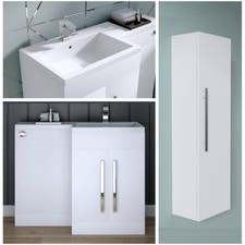 Bathroom LH RH Sink Basin Toilet Combined Furniture L Shape Vanity Unit White UK