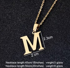 GOLD STAINLESS STEEL INITIAL LETTER A TO Z PENDANT NECKLACE ALPHABET UK SELLER