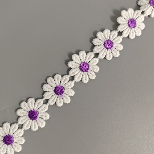 Embroidered Lace Trim 25mm Wide Embroidered Applique Decorating Lace Trims - Picture 5 of 18