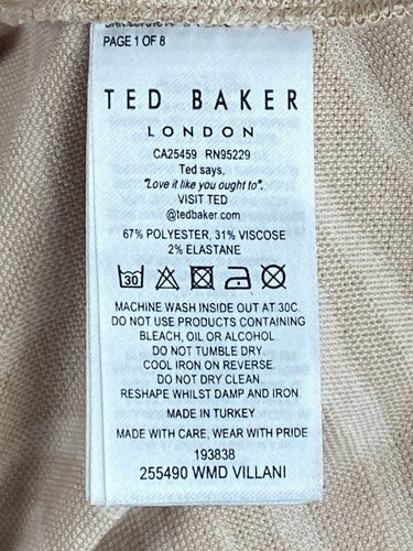 Ted Baker London Tan Zebra Print Long Sleeve Midi Dress Bodycon Size 2 US 6 EXC - Picture 13 of 20