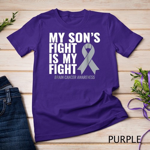 My Son's Fight is My Fight Brain Cancer Awareness Unisex T-shirt - Picture 10 of 15