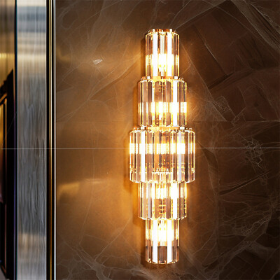 3/5Ebene Kristall Wandleuchte Gold Funkelnde Wandlampe für Wohnzimmer Nachttisch
