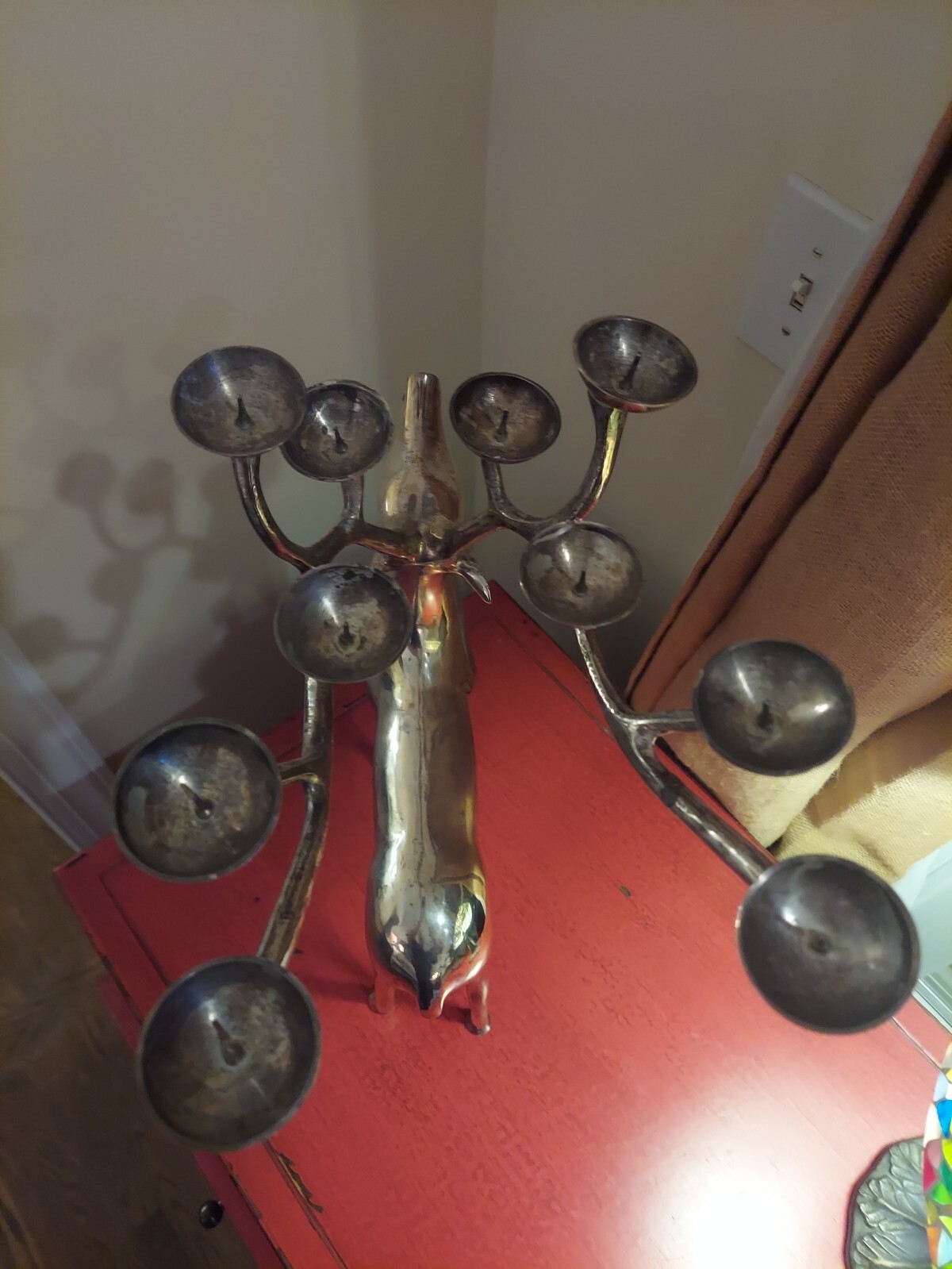 Pottery Barn Silver Plated Deer Candle Holder 20&rdquo; Candelabra Reindeer