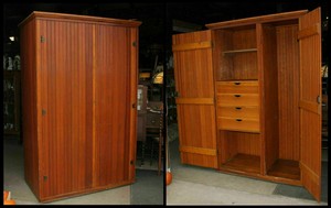 Antique 2 Door Pine Wainscot Deep Cabinet Wardrobe W Inside