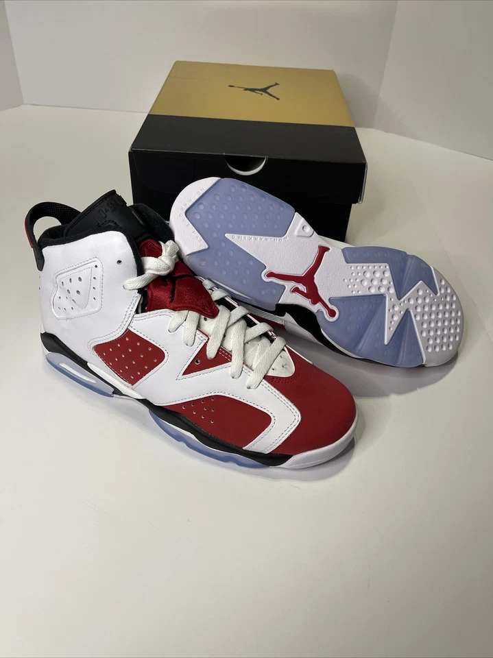 NUEVO Nike Air Jordan 6 Carmine 2021 384665-106 Niño Talla 7Y Mujer 8.5 Grado B Foto 2 de 4