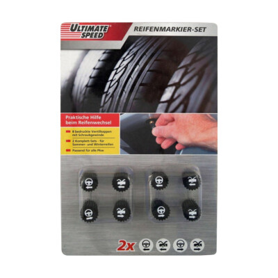 Baytronic Radmarkierer Set 8-teilig - Ventilkappen Für Reifenwechsel VL VR HL HR