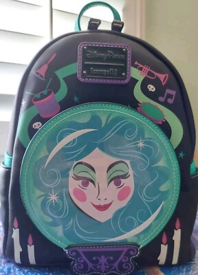 Loungefly Haunted Mansion Madame Leota Black and Teal Backpack Glows in the dark See the New Madame Leota Loungefly Mini Backpack main image 3