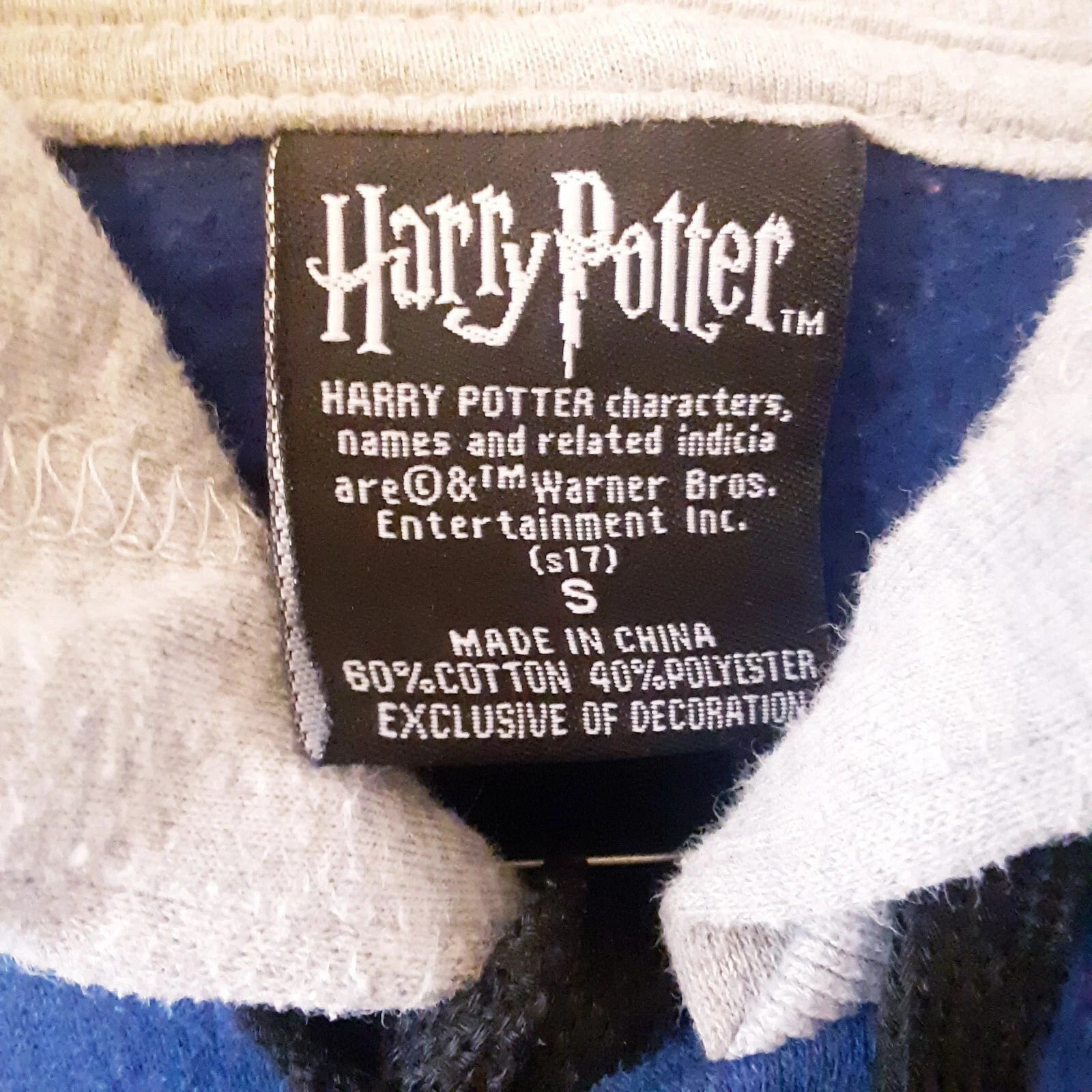 Giacca Harry Potter Uomo S Corvonero Blu Grigio Felpa con Cappuccio Varsity Coaches Felpa