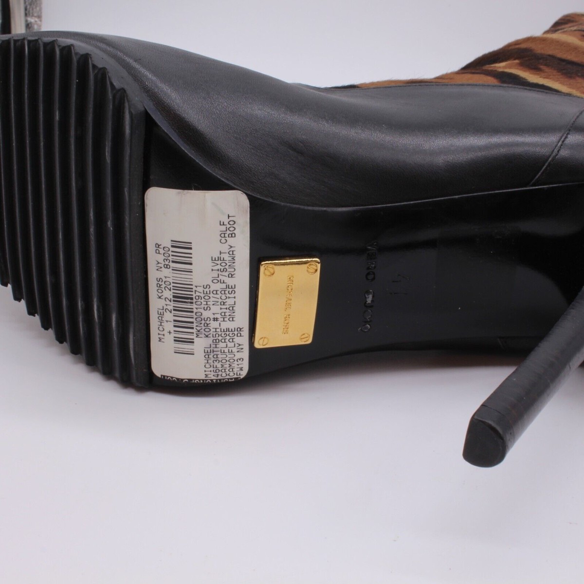 Michael Kors Camo Calf Hair Black Leather Boot Size 41 One Boot