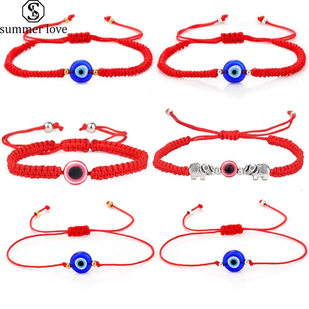 Amulet Nazar Evil Glaze Eye Charm Bracelet Handmade Red Rope Knot Braided Bracel
