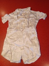 Vintage Ivory Satin Baby Boy Christening Outfit Baptism Shorts Vest