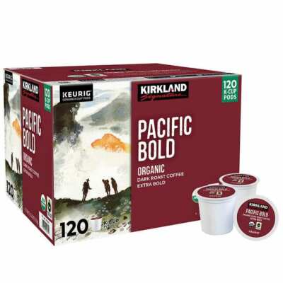 Kirkland Signature Organic Pacific Bold Dark Roast Coffee K-Cup 120 Pods 