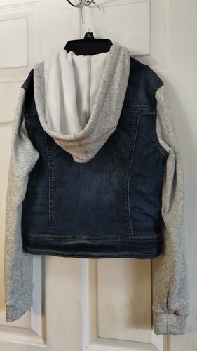 Girl's Wallflower Denim Hoodie Sweatshirt Jacket, Size XS - Picture 7 of 9