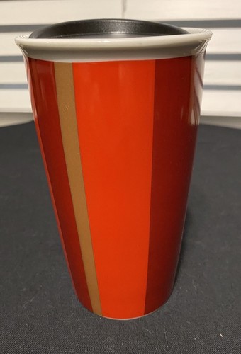 Starbucks 2018 Holiday Tumbler Striped Gold, Red &White. 12 oz. 6" - Picture 4 of 8