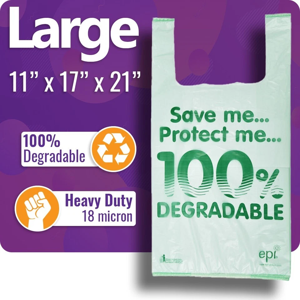 Large Oxo-Degradable Bio Plastic Carrier Bags - Heavy Duty - Reusable - Shopping - Image 2 of 4