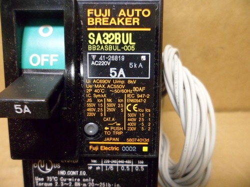 FUJI ELECTRIC SA32BUL AUTO BREAKER 5A 2 POLE 550VAC MAX. NIB - Picture 3 of 7