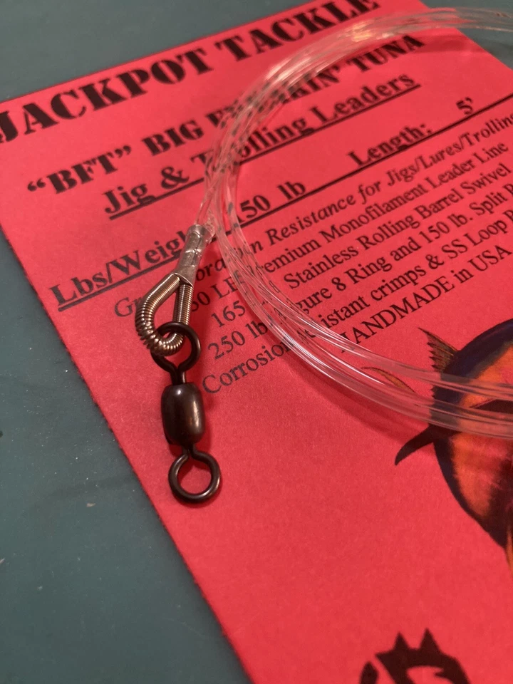 2 PACK 150# 5’ BFT BIG FREAKIN’ TUNA Fishing/Jigging Leaders for Heavy Knife Jig - Image 3 of 4