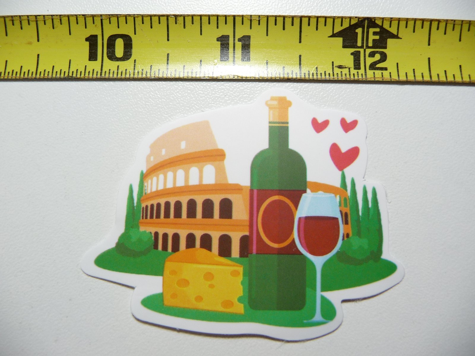 ITALY CHEESE WINE HEARTS COLISEUM STICKER DECAL VACATION TRIP VISIT MEMORIES