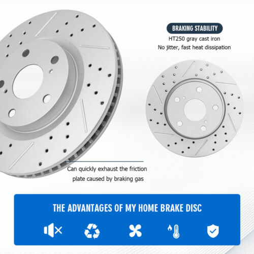 Front Drilled Brake Rotors For 2010-2017 Chevy Equinox Malibu Impala GMC Terrain - Picture 4 of 7