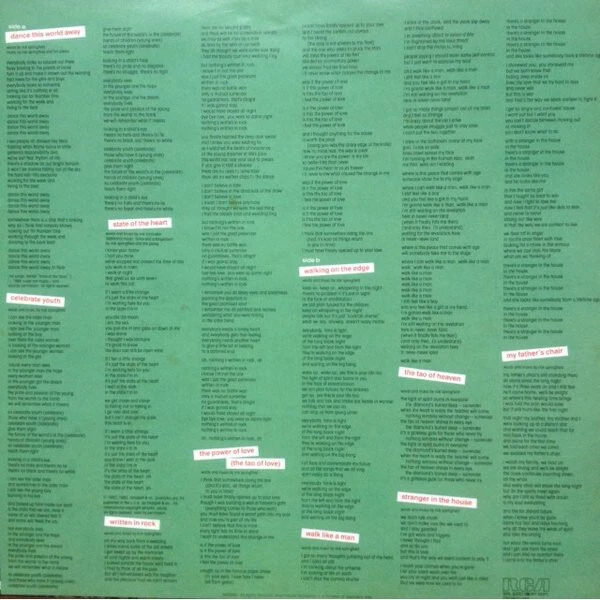 Rick Springfield - Tao (LP, Album) (Near Mint (NM or M-)) - Image 3 of 4