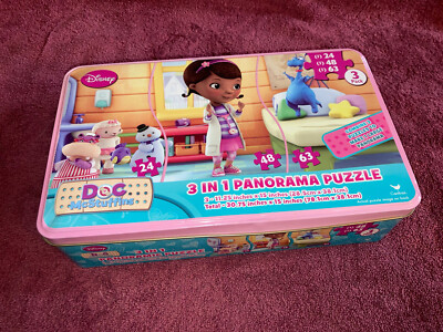 Disney Junior Doc McStuffins 3 in 1 Panorama Puzzle in Collectible Tin Cardinal