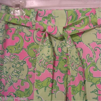 Lilly Pulitzer 0 Tricia Capri Phipps Fried Catfish Pink Green Pants $155 NEW