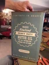 2T-vintage  mechanics tin- 10 qt. WARDS Vitalized heavy duty motor oil