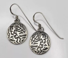 Sterling silver BOMA Native American Kokopelli dangle earrings 1.25” Long