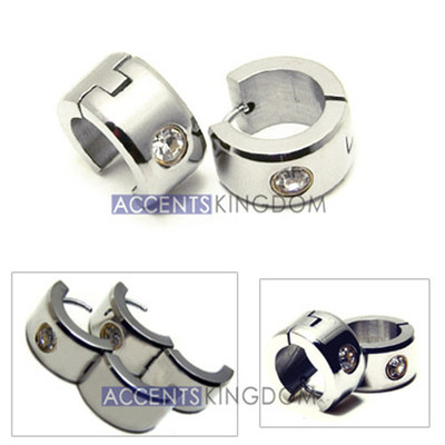 Accents Kingdom Titanium CZ Huggie Hoop Earrings
