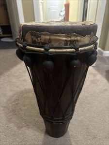 Tunable African Wooden Djembe Hand Drum, Needs New Head