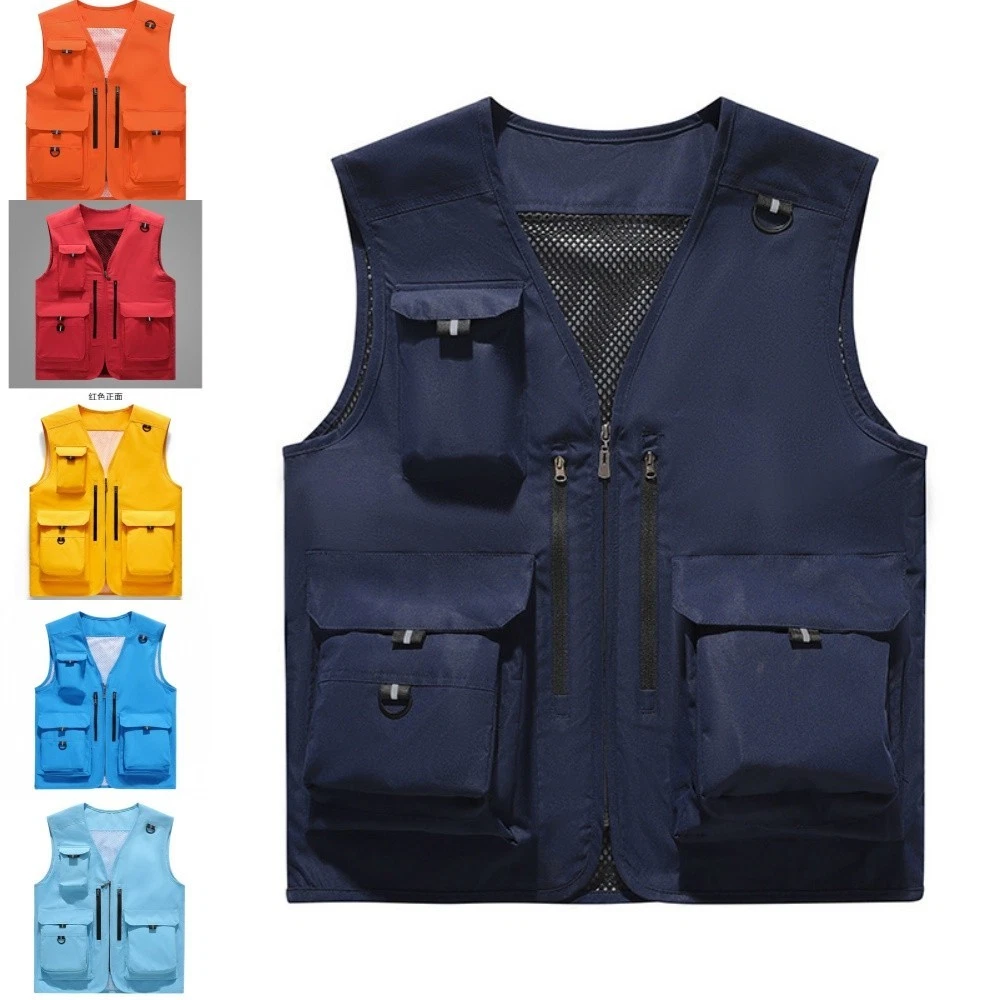 Men Workwear Vest Outdoor Multi Pockets Hiking Vest Workwear Casual Gilet