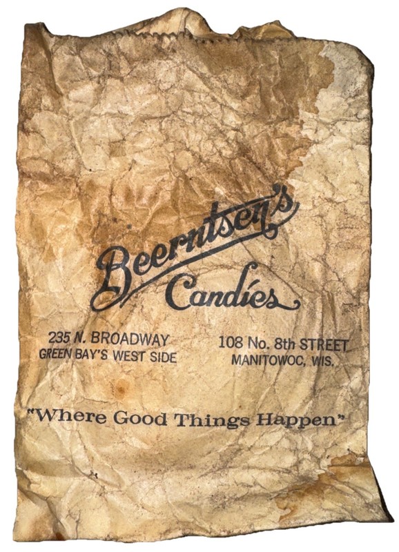 Vintage Chocolate Factory Candy Bag | Beerntsen’s Candies | Manitowoc, Green Bay