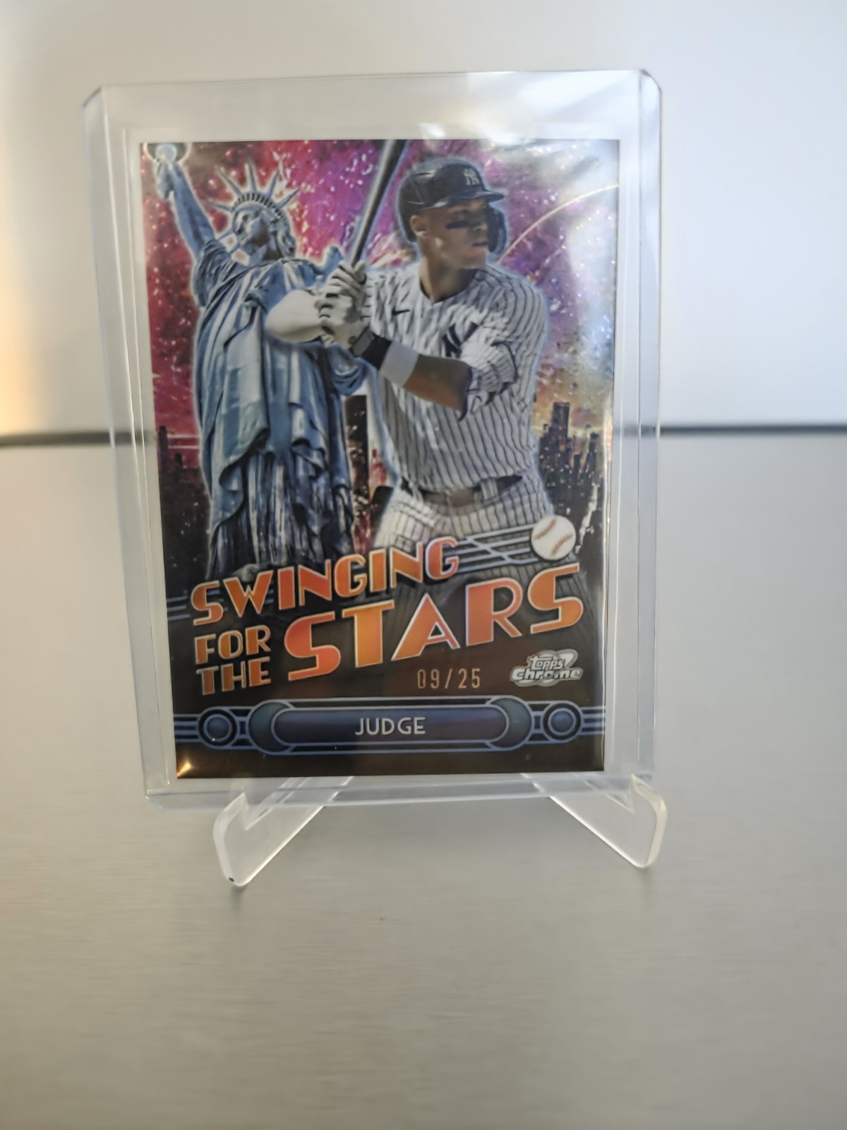 2024 Topps Chrome Swinging For The Stars Aaron Judge /25 Orange Parallel
