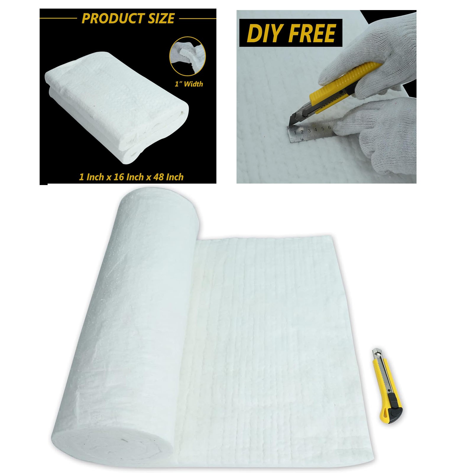 Ceramic Fiber Fireproof Insulation Blanket 1"x16"x48" for Furnace forging