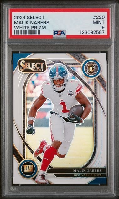 MALIK NABERS 2024-25 SELECT CLUB LEVEL ROOKIE WHITE PRIZM /35 -  RC PSA 9