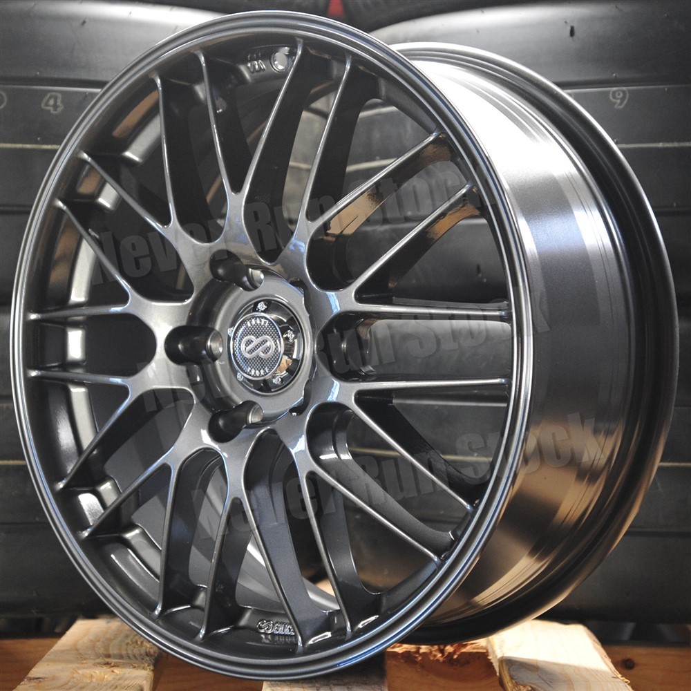 AUTHENTIC ENKEI EKM3 17x7 5x114.3 +38 OFFSET GUNMETAL MESH SPOKES