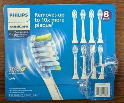 1-8PK PHILLIPS C3 2-IN-1 PLAQUE REMOVAL + WHITENING BRUSH HEADS SEE DESCRIPTION