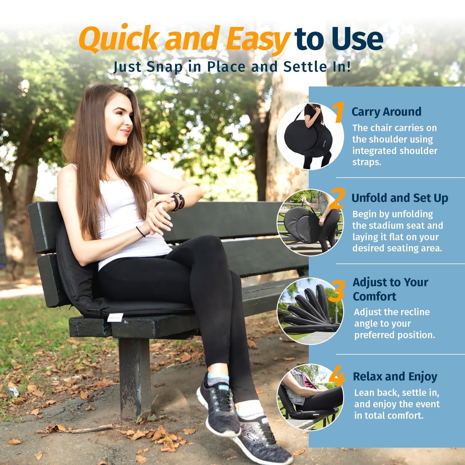 Alpcour Folding Stadium Seat Deluxe Outdoor Camping Reclining Waterproof Cushion