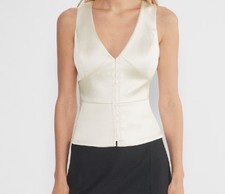 Aritzia Ten Canape Satin Top Size XS Corset Peplum Cream Ivory