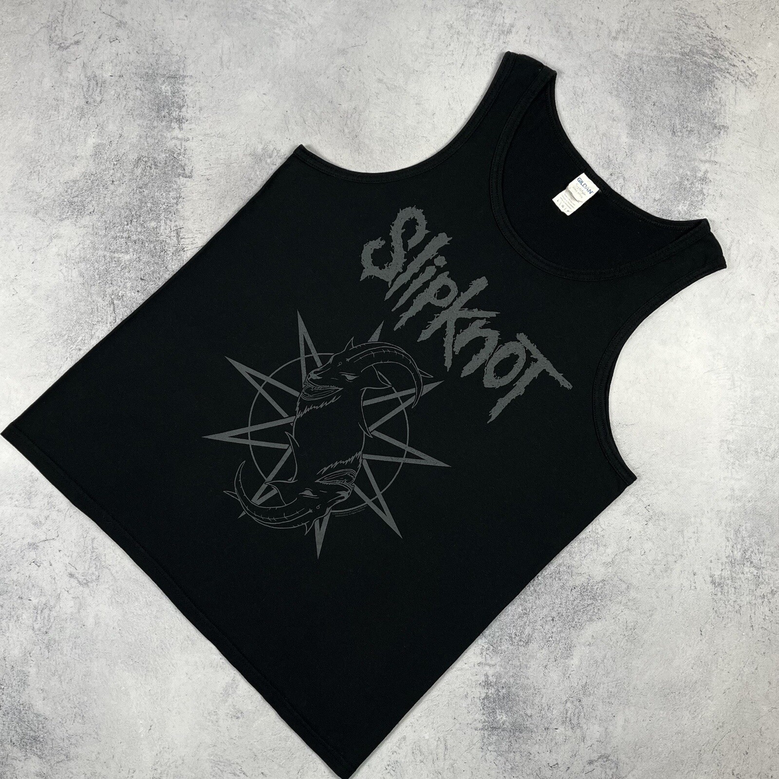 Gildan Slipknot Rock Band Hombres Camiseta sin mangas 2014 Negro Talla L Metal